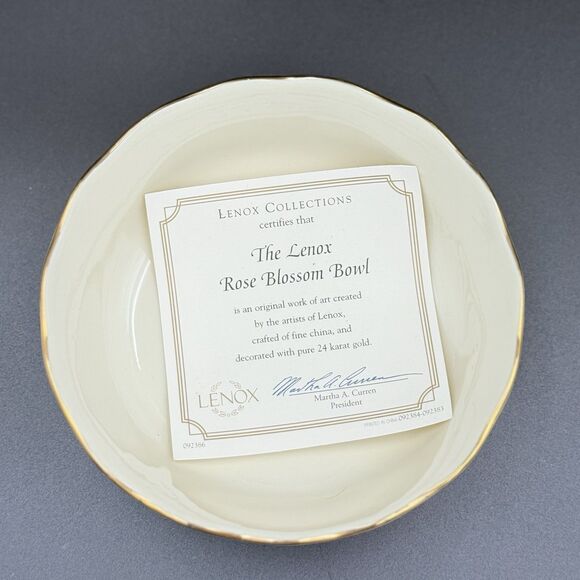Vintage Lenox Rose Blossom Bowl Set W/ Certificate Of Authenticity 24K Embossed - Picture 3 of 13